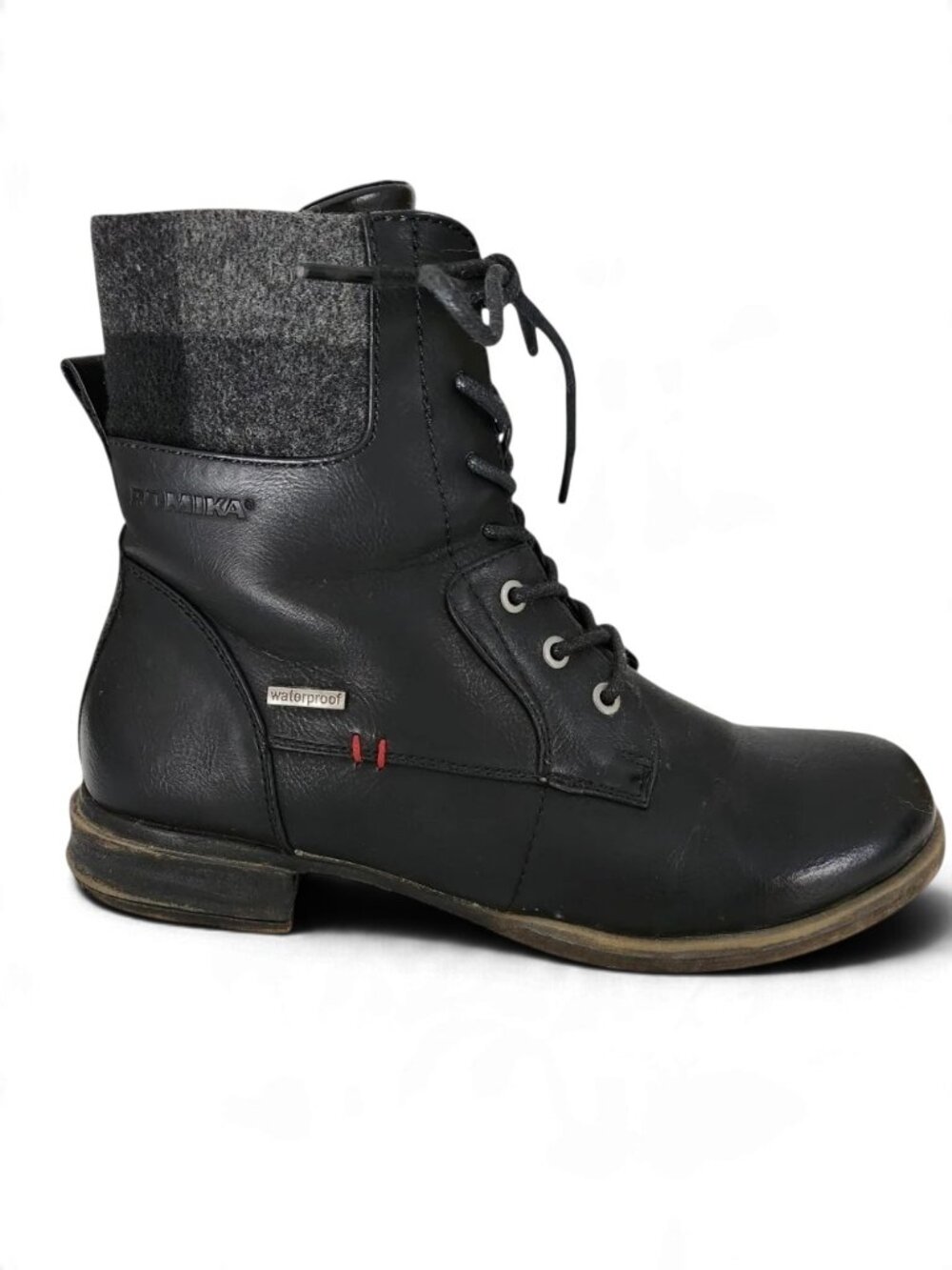 ROMIKA Black Waterproof Combat Style Lace-Up Boots size 38